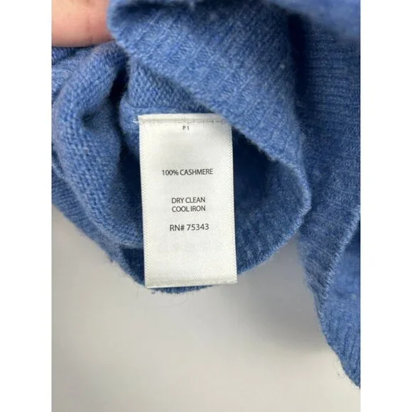 Adrienne Vittadini Womens 100% 2 Ply Cashmere Sweater Blue V-Neck Long Sleeve M - Picture 7 of 10